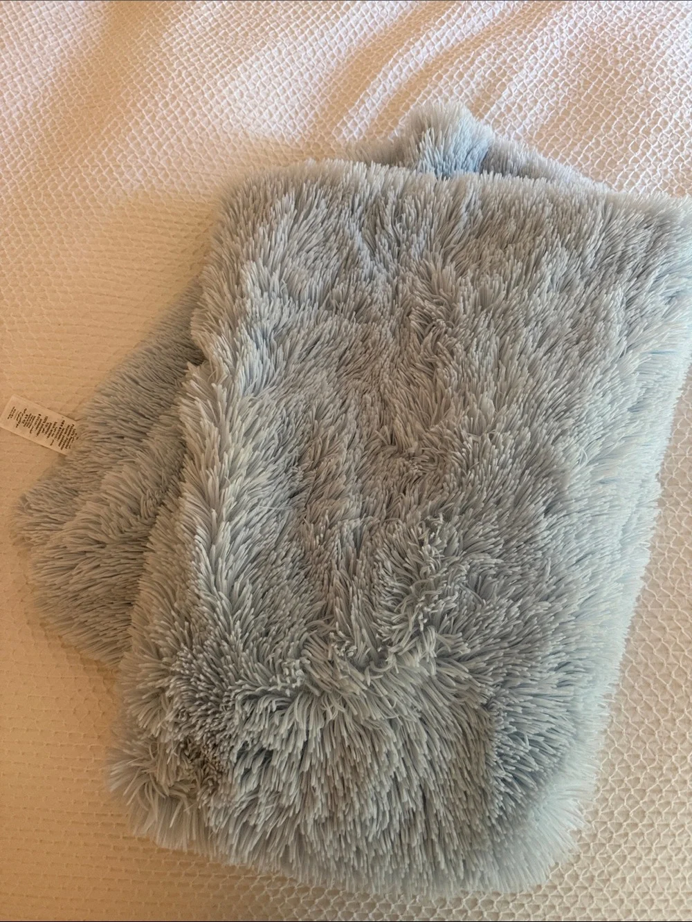 Pottery Barn Teen Plush Faux-Fur Light Blue Throw Blanket